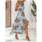 👗🌸 Vestido Floral Halter com Fenda Lateral – Elegância, Conforto e Caimento Perfeito para o Verão
