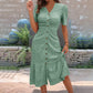 🌿 Vestido Midi Feminino com Decote em V – Elegância e Conforto para Todos os Dias