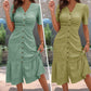 🌿 Vestido Midi Feminino com Decote em V – Elegância e Conforto para Todos os Dias