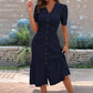 🌿 Vestido Midi Feminino com Decote em V – Elegância e Conforto para Todos os Dias