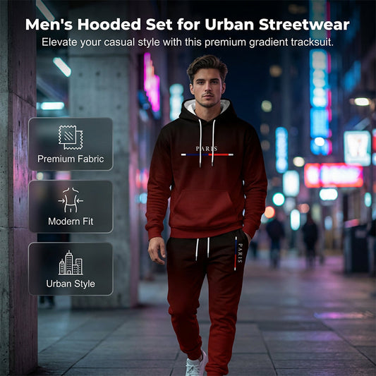 🔥🏃 50% OFF! Conjunto Masculino de Moletom com Capuz e Calça – Degradê, Confortável e Esportivo