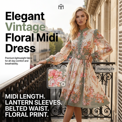 ⏰🔥LIMITED TIME 50% OFF! 🌸 Romantic Floral Print High Neck Mini Dress – Timeless Elegance & Effortlessly Chic 🌷✨