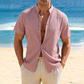 ✨ Camisa Masculina de Manga Curta com Gola Alta – Leve, Elegante e Confortável para o Verão