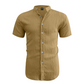 ✨ Camisa Masculina de Manga Curta com Gola Alta – Leve, Elegante e Confortável para o Verão