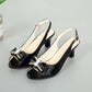 ⏰🔥LIMITED TIME 50% OFF! 👡 Women’s Elegant Peep-Toe Slingback Sandals – Mid-Heel, Bow Detail & Adjustable Strap ✨💖