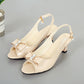 ⏰🔥LIMITED TIME 50% OFF! 👡 Women’s Elegant Peep-Toe Slingback Sandals – Mid-Heel, Bow Detail & Adjustable Strap ✨💖