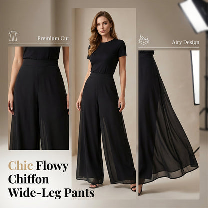 🔥LIMITED TIME 50% OFF! 🌟 Women’s Flowy Chiffon Wide-Leg Pants – Lightweight, Elegant & Perfect for Summer ✨💃