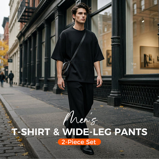 ⏰🔥LIMITED TIME 50% OFF! 👔 Men’s T-Shirt & Wide-Leg Pants 2-Piece Set – Trendy, Comfortable & Ready-to-Wear 💥✨