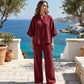 ⏰🔥LIMITED TIME 50% OFF! 👗 Women’s Stand-Up Collar Top & Wide-Leg Pants Set – Comfortable, Chic & Perfect for Everyday Outfits ✨💃