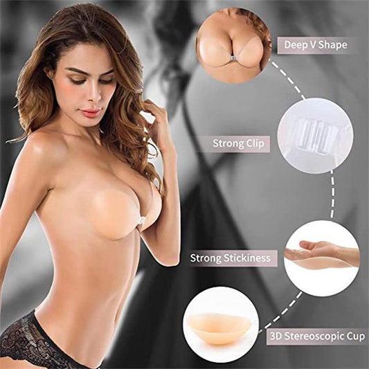 👙✨ Sutiã Adesivo Invisível Levanta e Modela o Busto – Conforto e Discrição Total