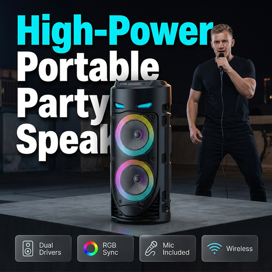 🔊🎤 Caixa de Som Portátil Bluetooth para Festas – Som Potente, LED RGB e Microfone Inclusо