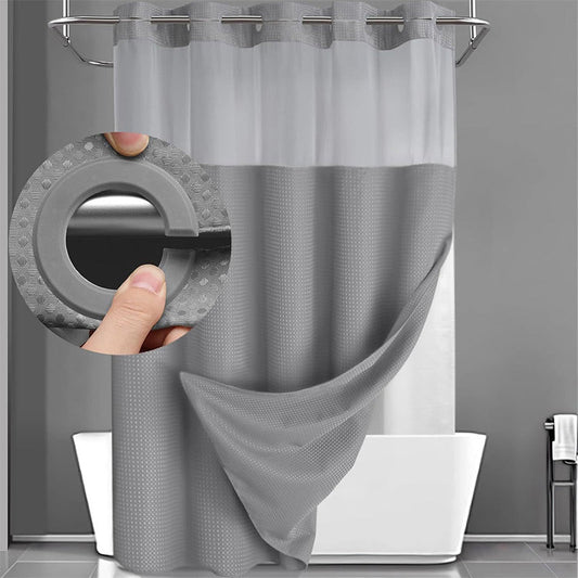 🚿✨ Cortina de Chuveiro Waffle Impermeável – Banheiro Mais Elegante, Seco e Moderno em Minutos