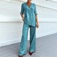 ⏰🔥LIMITED TIME 50% OFF! 🌿 Breathable Linen Blend V-Neck Top & Pants Set – Lightweight, Comfy & Effortlessly Stylish ✨💃