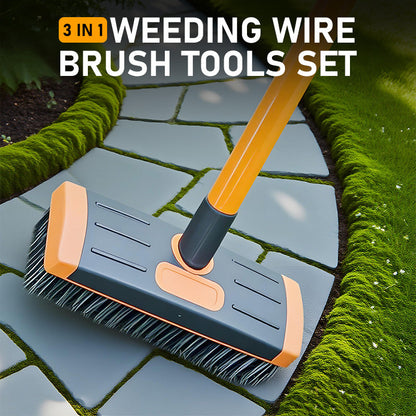 ⏰🔥LIMITED TIME 50% OFF! 🧹 3-in-1 Wire Brush Set for Weeding – Sturdy Metal Bristles, Ergonomic Handles & Perfect for Grout, Patios & Sidewalks 🌿🏡✨