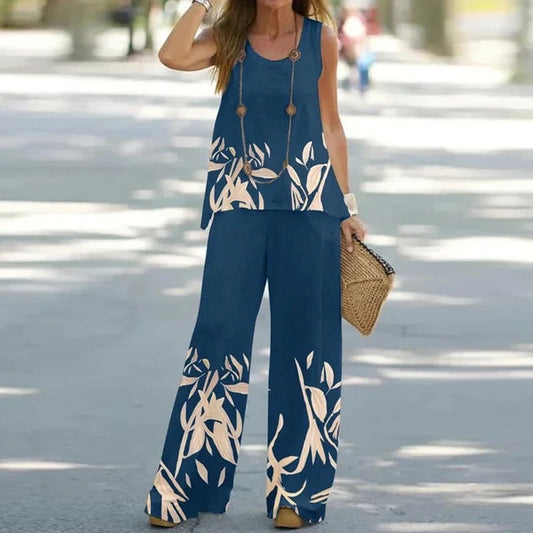 ⏰🔥LIMITED TIME 50% OFF! 💃 Women’s Sleeveless Top & Wide-Leg Pants Set – Lightweight, Comfy & Effortlessly Chic ✨🌸