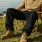 👖 DESCONTO DE 50% POR TEMPO LIMITADO! ✨ Calças cargo de algodão e linho para homem com cordão na cintura – respiráveis, corte descontraído, vários bolsos 🏔️