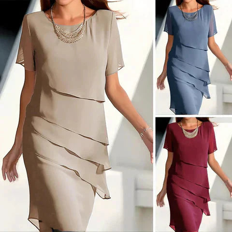 🌸 Vestido Feminino Plissado de Chiffon – Elegância, Leveza e Sofisticação para Todas as Ocasiões