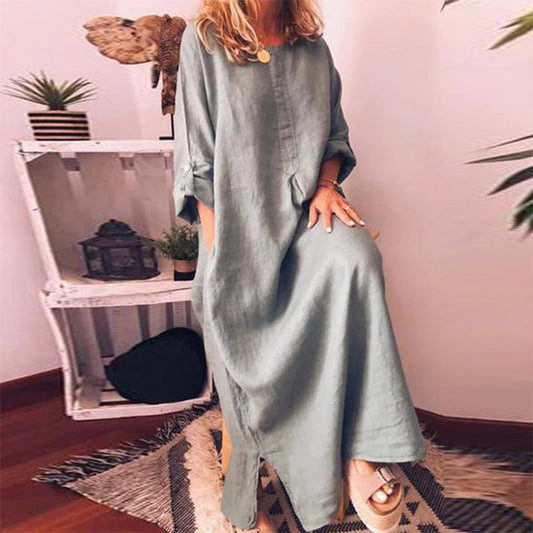 ⏰🔥LIMITED TIME 50% OFF! 🌿 Women’s Casual Cotton Linen Loose Maxi Dress – Flowy, Breathable & Effortlessly Chic ✨💃