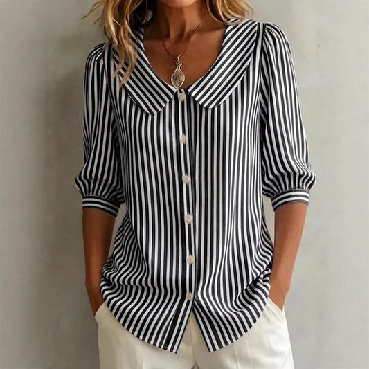 ⏰🔥LIMITED TIME 50% OFF! 👔 Summer Commuter Striped Button-Down Shirt – Lightweight, Breathable & Perfect for Work or Casual Outfits ✨☀️