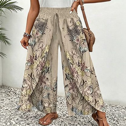 🌸✨ Calça Feminina Floral de Perna Larga – Leve, Fluida e Perfeita para o Verão