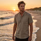 ⏰🔥LIMITED TIME 50% OFF! 🌿 Men’s Short Sleeve Linen Blend Henley Shirt – Lightweight, Breathable & Perfect for Casual Summer Outfits ✨👕