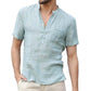 ⏰🔥LIMITED TIME 50% OFF! 🌿 Men’s Short Sleeve Linen Blend Henley Shirt – Lightweight, Breathable & Perfect for Casual Summer Outfits ✨👕