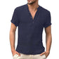 ⏰🔥LIMITED TIME 50% OFF! 🌿 Men’s Short Sleeve Linen Blend Henley Shirt – Lightweight, Breathable & Perfect for Casual Summer Outfits ✨👕