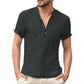 ⏰🔥LIMITED TIME 50% OFF! 🌿 Men’s Short Sleeve Linen Blend Henley Shirt – Lightweight, Breathable & Perfect for Casual Summer Outfits ✨👕