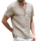 ⏰🔥LIMITED TIME 50% OFF! 🌿 Men’s Short Sleeve Linen Blend Henley Shirt – Lightweight, Breathable & Perfect for Casual Summer Outfits ✨👕