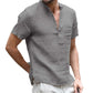 ⏰🔥LIMITED TIME 50% OFF! 🌿 Men’s Short Sleeve Linen Blend Henley Shirt – Lightweight, Breathable & Perfect for Casual Summer Outfits ✨👕