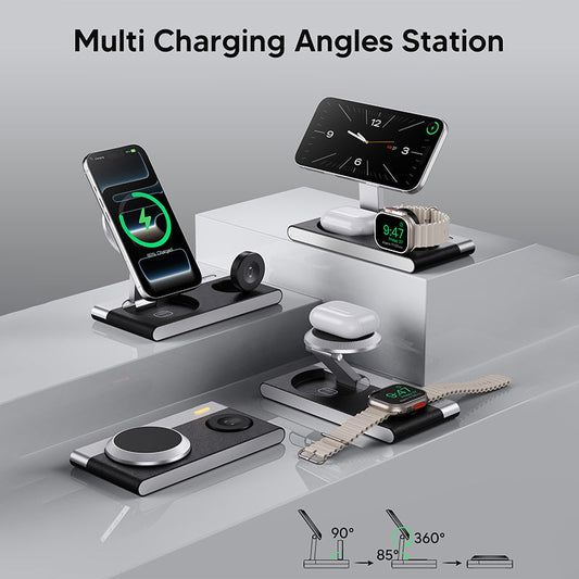 ⏰🔥LIMITED TIME 50% OFF! ⚡ 3-in-1 Foldable Magnetic Wireless Charger Stand – Fast, Convenient & Perfect for Phone, AirPods & Smartwatch ✨📱