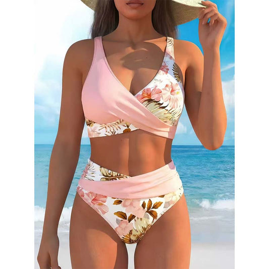 🌺👙 Conjunto de biquíni de cintura alta com motivos florais – Realça a silhueta e tem efeito adelgaçante, num estilo de férias super descontraído✨✅