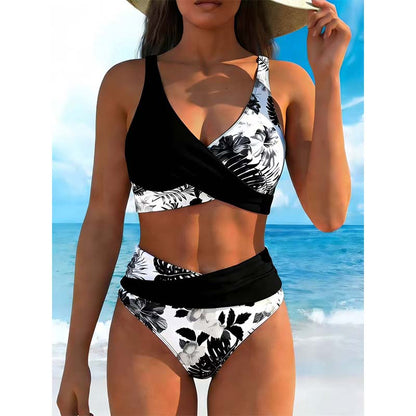 🌺👙 Conjunto de biquíni de cintura alta com motivos florais – Realça a silhueta e tem efeito adelgaçante, num estilo de férias super descontraído✨✅