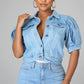 ⏰🔥50% OFF NOW! 🧥 Women’s Puff Short Sleeve Cropped Denim Jacket – Vintage Hardware & Flattering Waistline Cut 🌟✨