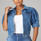 ⏰🔥50% OFF NOW! 🧥 Women’s Puff Short Sleeve Cropped Denim Jacket – Vintage Hardware & Flattering Waistline Cut 🌟✨