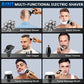 🪒✨ Barbeador Elétrico Masculino 7D – Barbear Rente, Suave e Completo com 5 Acessórios
