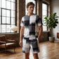 ⏰🔥LIMITED TIME 50% OFF! 👕🩳 Men’s Abstract Print T-Shirt & Shorts Set – Stylish, Comfortable & Perfect for Summer ✨☀️