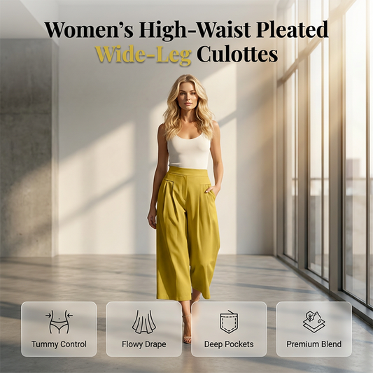 ⏰🔥LIMITED TIME 50% OFF! 👖 Women’s High-Waist Pleated Wide-Leg Culottes – Flattering, Comfortable & Stylish ✨
