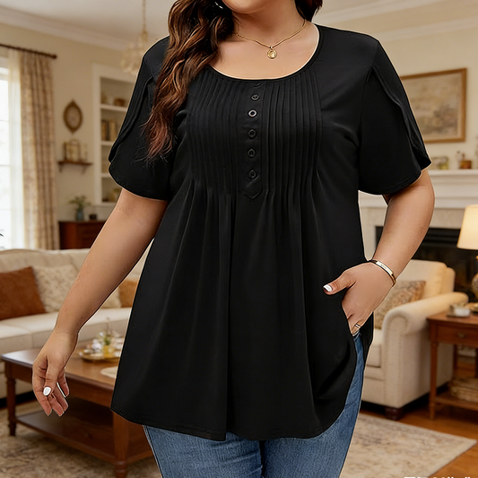 👚 50% OFF NOW! ✨ Women's Pleated Front Puff Sleeve T-Shirt – Soft, breathable & elegant puff sleeves – perfect for work, brunch or spring days 🌸