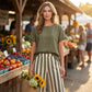 ⏳🔥LIMITED-TIME 50% OFF! 👗 Women’s Casual Solid Top & Striped Wide-Leg Pants – Chic & Comfortable ✨