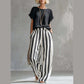 ⏳🔥LIMITED-TIME 50% OFF! 👗 Women’s Casual Solid Top & Striped Wide-Leg Pants – Chic & Comfortable ✨