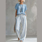 ⏳🔥LIMITED-TIME 50% OFF! 👗 Women’s Casual Solid Top & Striped Wide-Leg Pants – Chic & Comfortable ✨