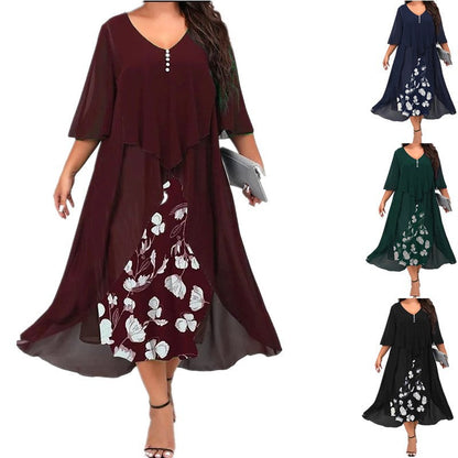 🏖️HOT DEAL 50% OFF! Mid-Sleeve Fake Two-Piece Dress – Chic, Comfortable & Summer-Ready 🌿