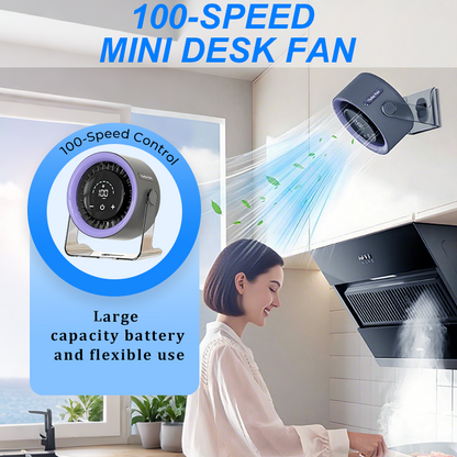 🌬️🔋 Mini ventilador 100 velocidades com display digital – potência e silêncio