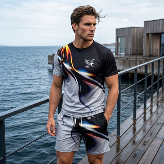 ⏳🔥LIMITED-TIME 50% OFF! 👕 Men’s Abstract Print T-Shirt & Shorts Set – Bold Style & Summer Comfort ✨