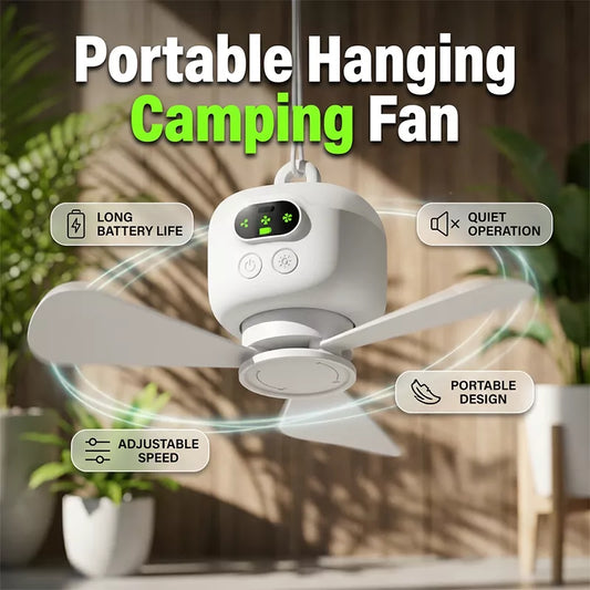 🌬️ Ventilador de Teto Recarregável com LED 8000mAh – Frescor Sem Fios e Conforto em Qualquer Lugar