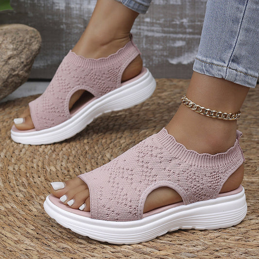 👡 Sandálias plataforma femininas em malha respirável – conforto, leveza e estilo para o dia a dia! ☀️💨