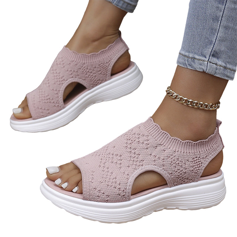 👡 Sandálias plataforma femininas em malha respirável – conforto, leveza e estilo para o dia a dia! ☀️💨