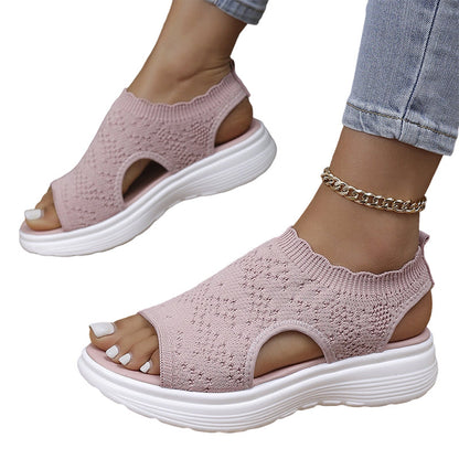 👡 Sandálias plataforma femininas em malha respirável – conforto, leveza e estilo para o dia a dia! ☀️💨