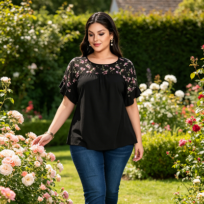 ⏳🔥LIMITED-TIME 50% OFF! 🌸 Women’s Plus Size Floral Top – Flattering, Comfortable & Stylish ✨